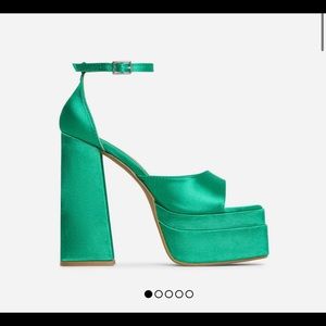 Satin open toe platform heels